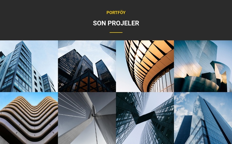 Son Projeler Portföyü Açılış sayfası