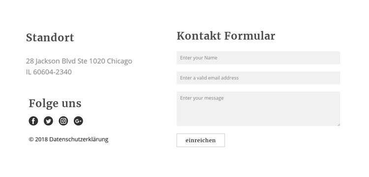 Kontakt Formular HTML-Vorlage