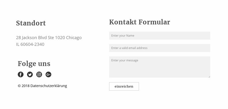 Kontakt Formular Website-Modell