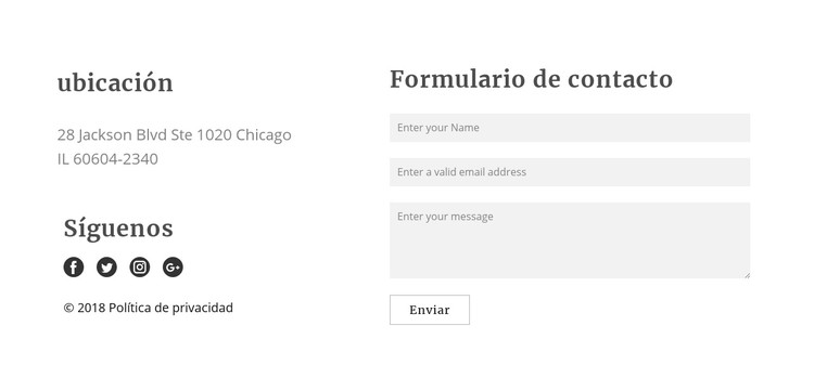 Formulario de contacto Plantilla CSS