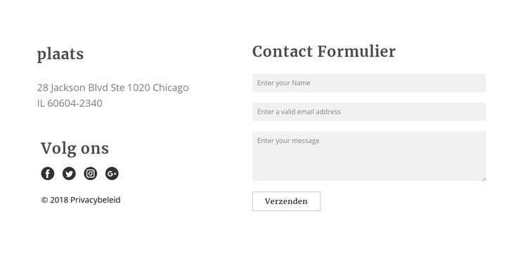 Contact Formulier Website Builder-sjablonen