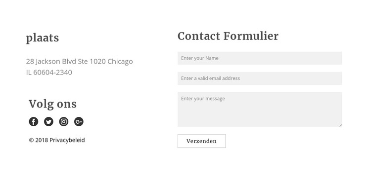 Contact Formulier Website sjabloon