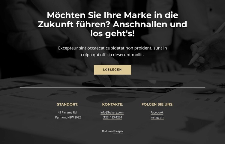 Kontakte und Schaltfläche Landing Page