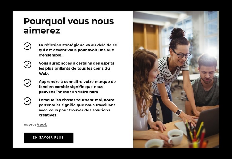 Pourquoi tu nous aimeras Maquette de site Web