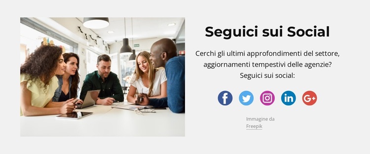 Seguici sui social Tema WordPress