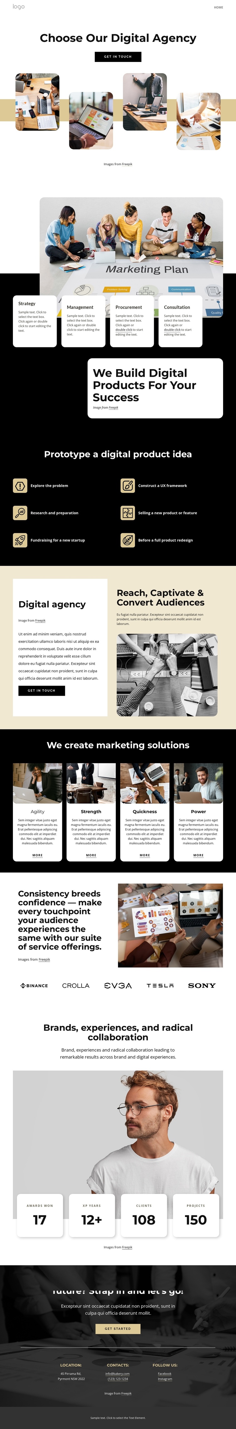 Choose our digital agency One Page Template