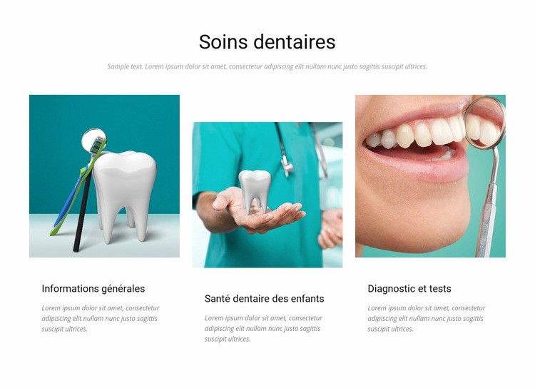 Soins dentaires Maquette de site Web