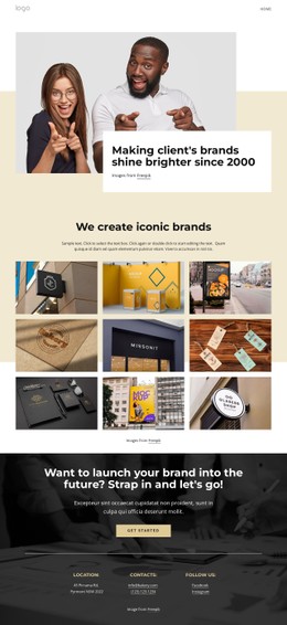 CSS Layout For We Create Iconic Brands
