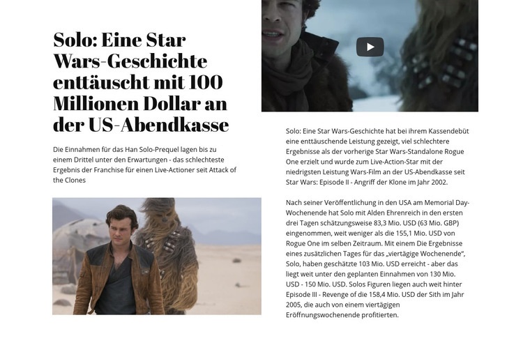 Star Wars Geschichte Eine Seitenvorlage