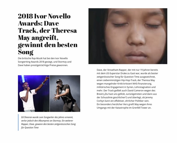 Mai gewinnt den besten Song Website design