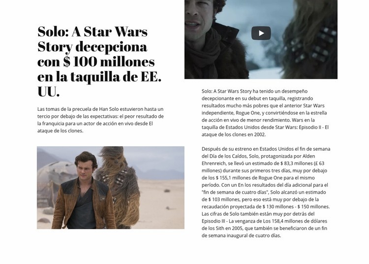 Historia de Star Wars Plantillas de creación de sitios web