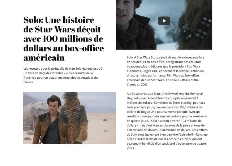 Histoire de Star Wars Modèles de constructeur de sites Web