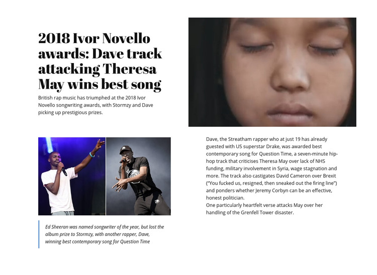 May Wins Best Song Homepage Design