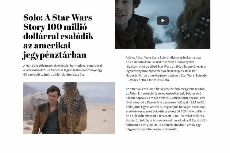 Star Wars történet HTML Sablon