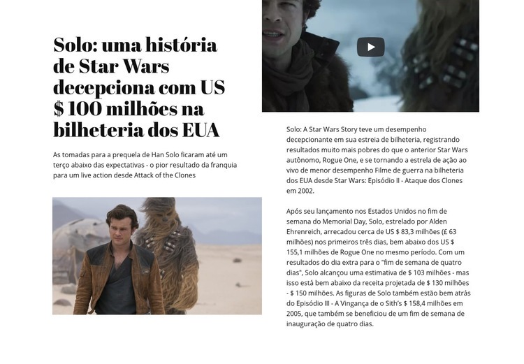 Star Wars Story Construtor de sites HTML