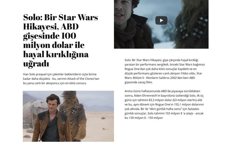 Star Wars Hikayesi HTML5 Şablonu