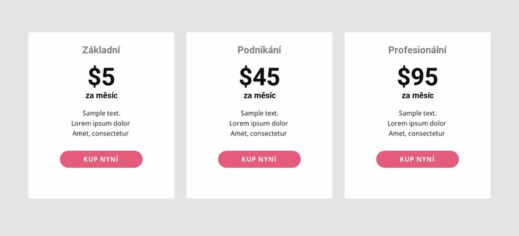 Tabulka jednoduchých cen Šablona webové stránky