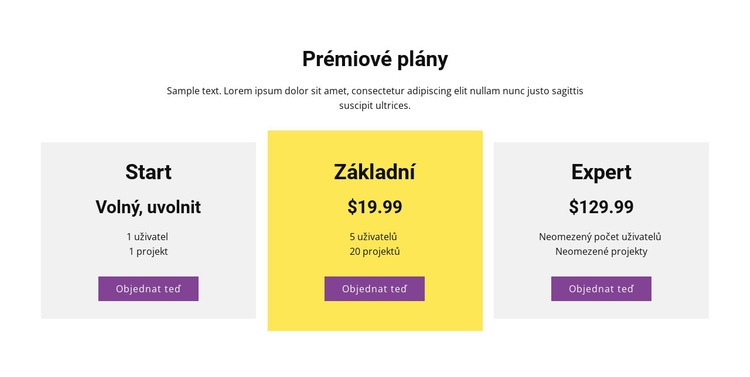 Plán tří cen Šablona webové stránky