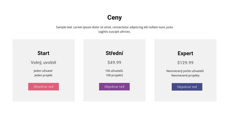 Moderní cenová tabulka Téma WordPress