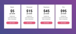 Pricing Table With Bright Colors Free CSS Website Template