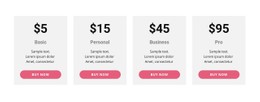 Pricing Table With Strong Colors