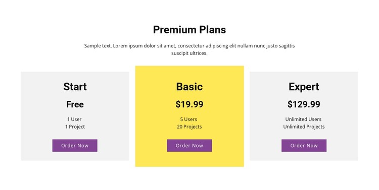 Three pricing plan CSS Template