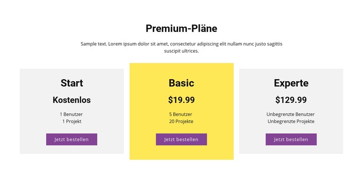 Drei Preisplan CSS-Vorlage