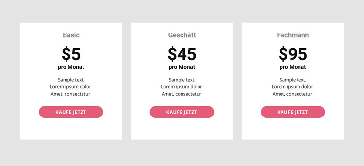 Einfache Preistabelle HTML-Vorlage
