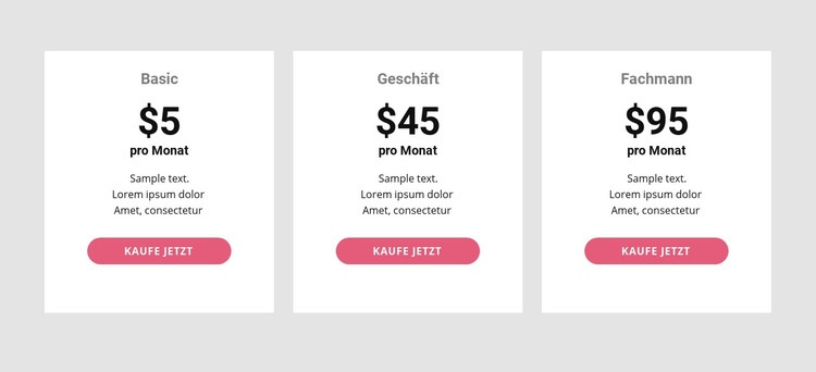 Einfache Preistabelle HTML5-Vorlage