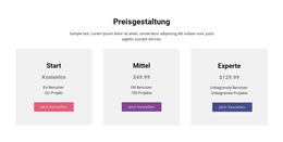 Moderne Preistabelle – Fertiges Website-Design