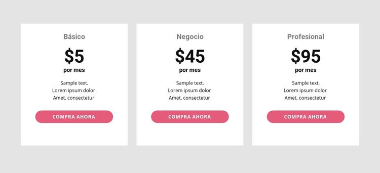 Tabla de precios simple Creador de sitios web HTML