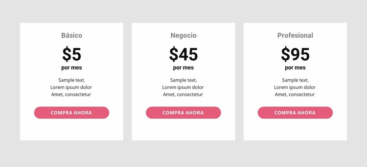 Tabla de precios simple Diseño de páginas web