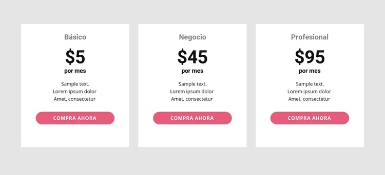 Tabla de precios simple Plantilla CSS