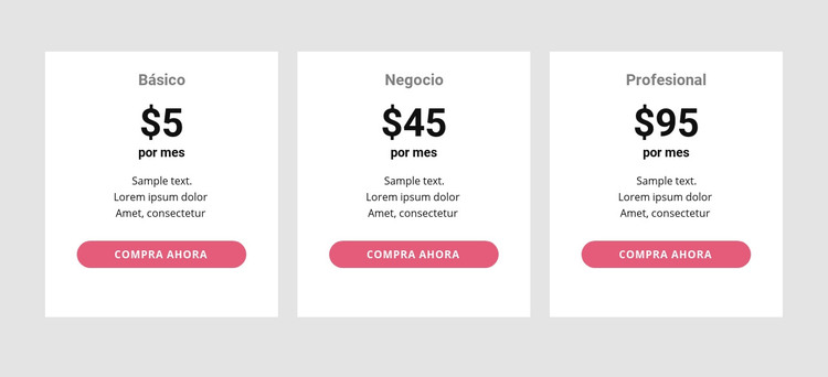 Tabla de precios simple Plantilla HTML