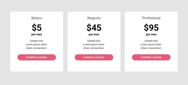 Tabla de precios simple Plantilla HTML5