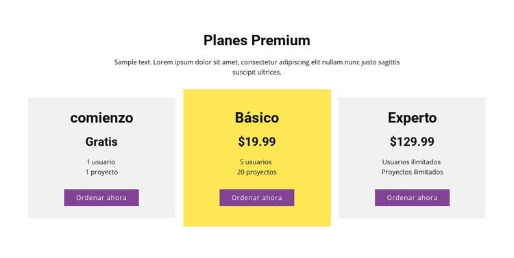 Plan de tres precios Plantilla HTML5