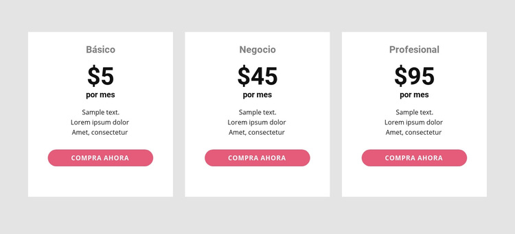 Tabla de precios simple Tema de WordPress