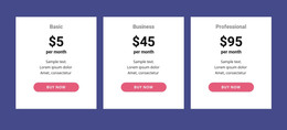 Classic Pricing Table Web Banners