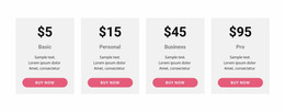 Pricing Table With Strong Colors