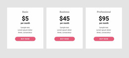 Simple Pricing Table - HTML Writer