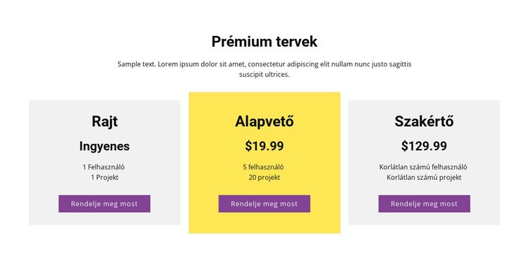 Három árképzési terv WordPress Téma