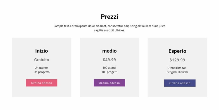 Tabella dei prezzi moderna Modelli di Website Builder