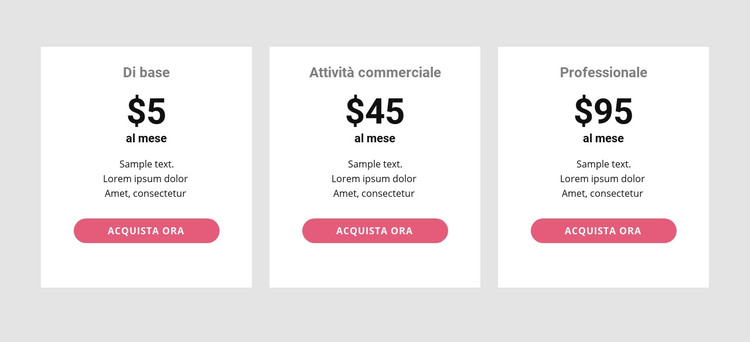 Tabella dei prezzi semplice Modello HTML