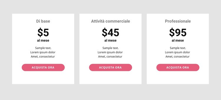 Tabella dei prezzi semplice Modello HTML5