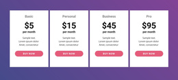 Ready To Use Joomla Template For Pricing Table With Bright Colors
