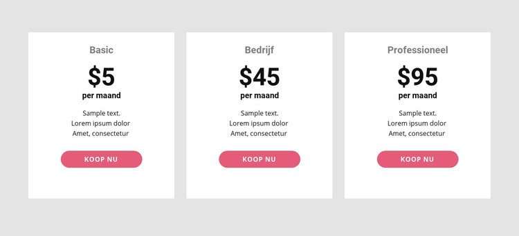Eenvoudige prijstabel HTML-sjabloon