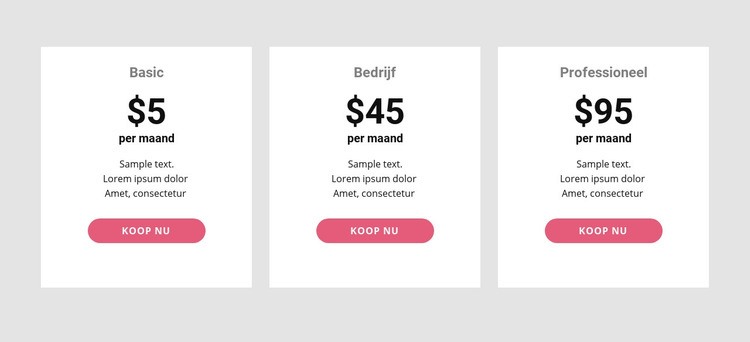 Eenvoudige prijstabel Html Website Builder