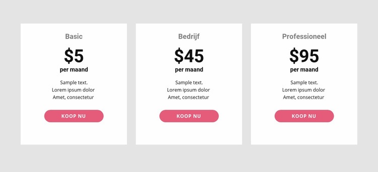 Eenvoudige prijstabel HTML5-sjabloon