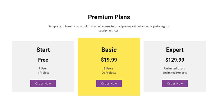 Three pricing plan One Page Template