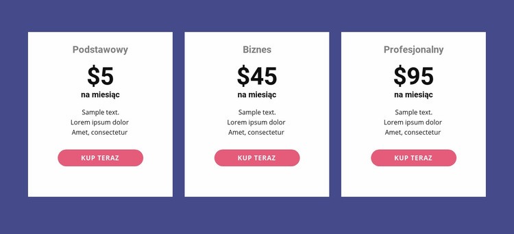 Klasyczna tabela cenowa Szablony do tworzenia witryn internetowych
